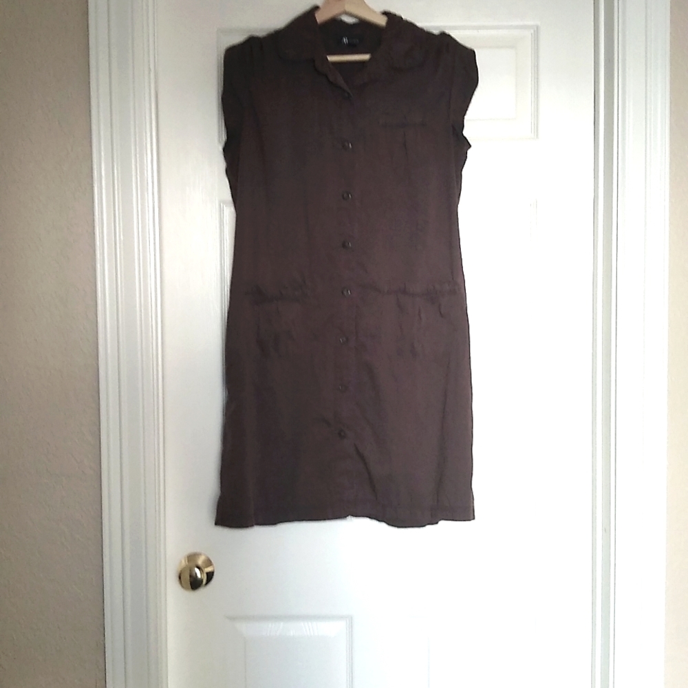 Chocolate Brown Sleeveless Shirt Dress